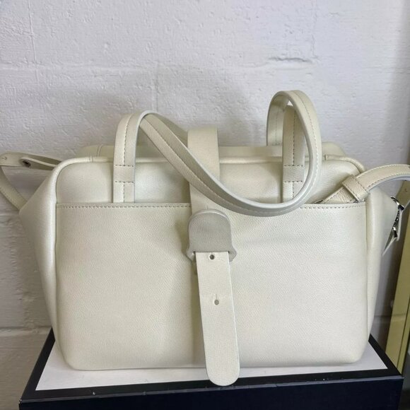 Senreve Doctor Bag Satchel Handbag Shoulder Bag Zip Sand Genuine Italian Leather - Picture 1 of 16